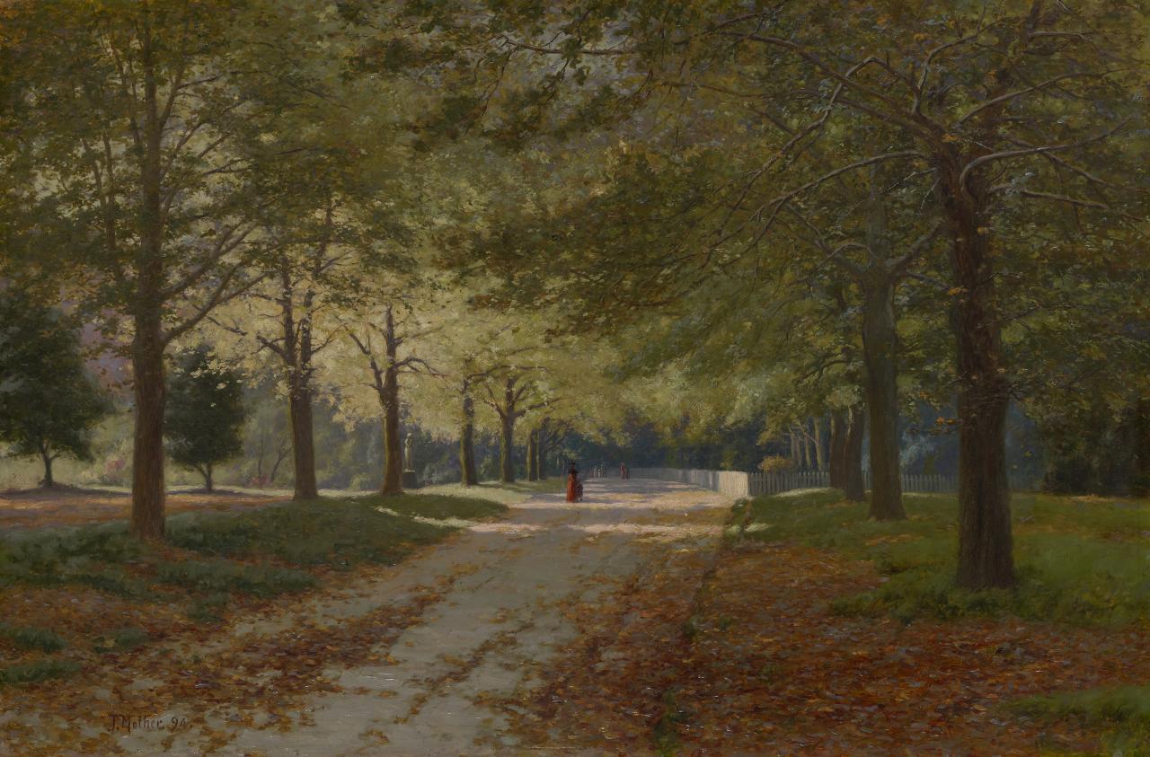 A tree-lined park path shows autumn foliage and a distant figure, capturing the beauty of melbourne lifestyle.